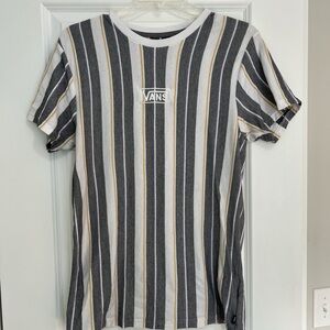 Men’s embroidered striped vans t shirt. Black, yellow, purple